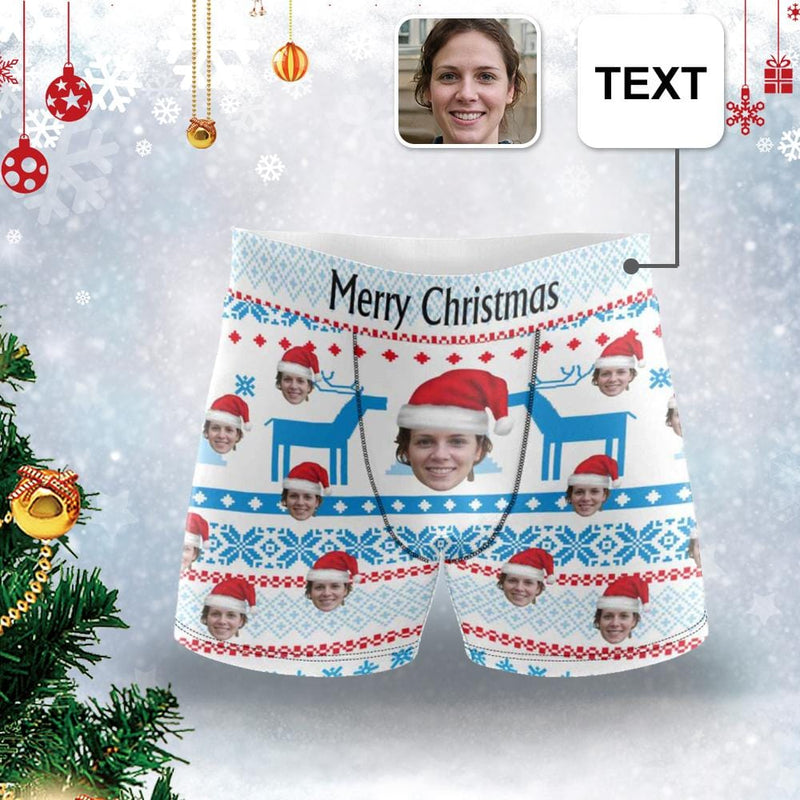 Custom Face&Text Christmas Surprise Men's Underwear Personalized Gift