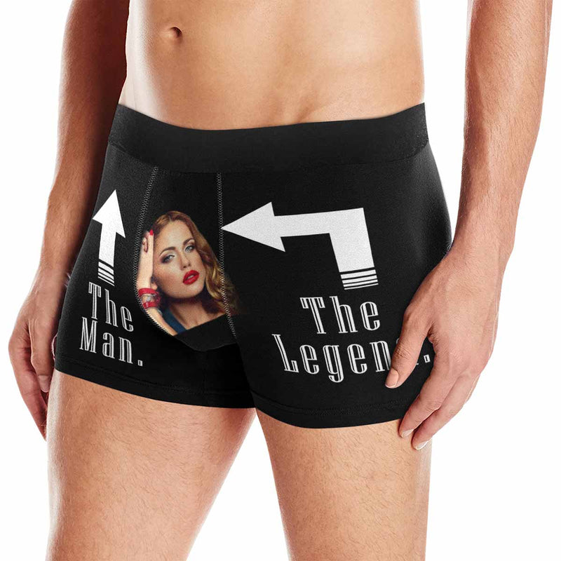 Custom Face The Legend Men's Boxer Briefs Print Your Own Personalized Photo Underwear For Valentine's Day Gift