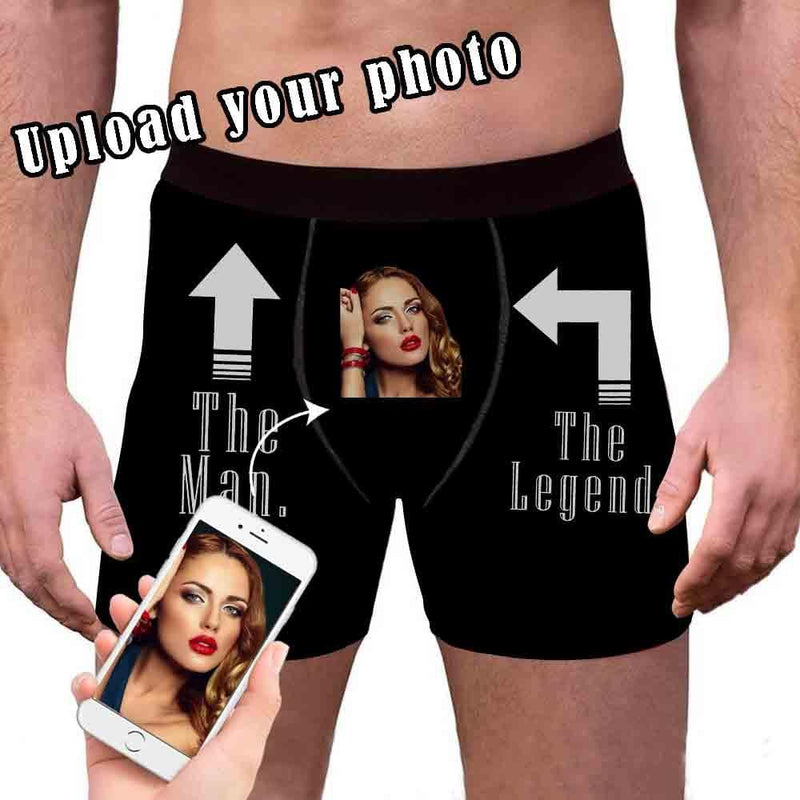 Custom Face The Legend Men's Boxer Briefs Print Your Own Personalized Photo Underwear For Valentine's Day Gift