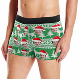 Custom Face Undies Green Christmas Hat Men's All-Over Print Boxer Briefs Made for You Custom Underwear