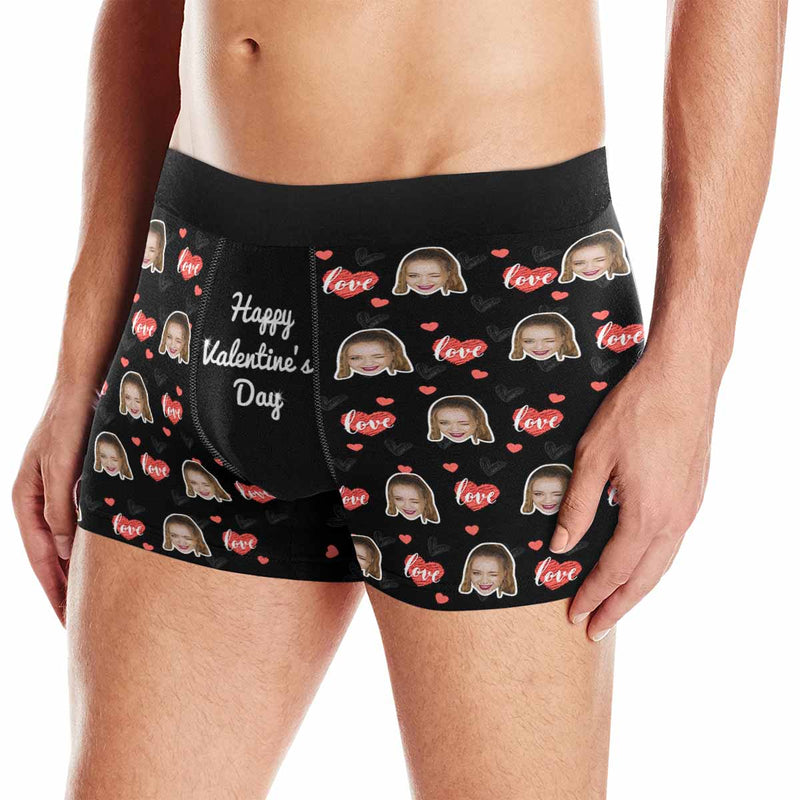 Custom Face Valentine's Day Men's Boxer Briefs Print Your Own Personalized Underwear For Valentine's Day Gift