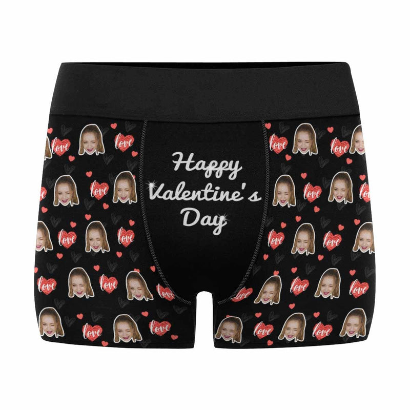 Custom Face Valentine's Day Men's Boxer Briefs Print Your Own Personalized Underwear For Valentine's Day Gift