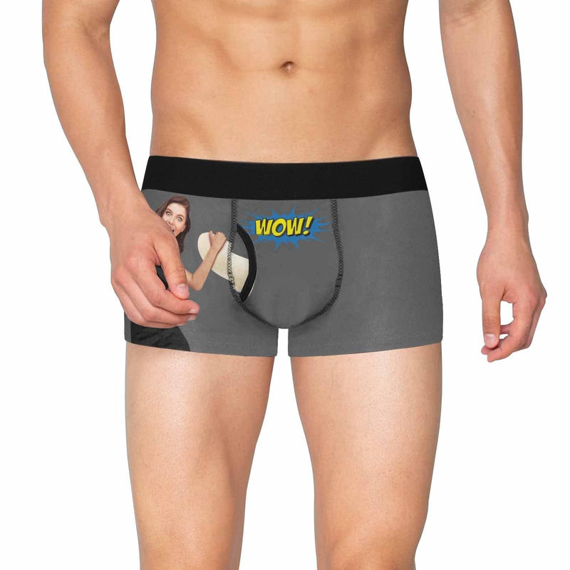 Custom Face Wow Banana Men's Pocket Boxer Briefs Personalized Funny Underwear with Photo Gift for Men