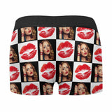 Custom Girlfriend Face Grids Lips Men's Boxer Briefs Made for You Custom Underwear Unique Valentine's Day Gift