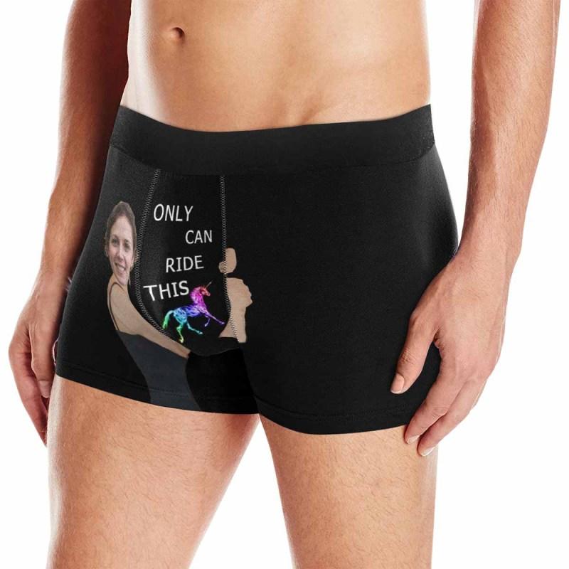 Custom Girlfriend Face Hug Ride This Men's Boxer Briefs Print Your Own Personalized Underwear for Him