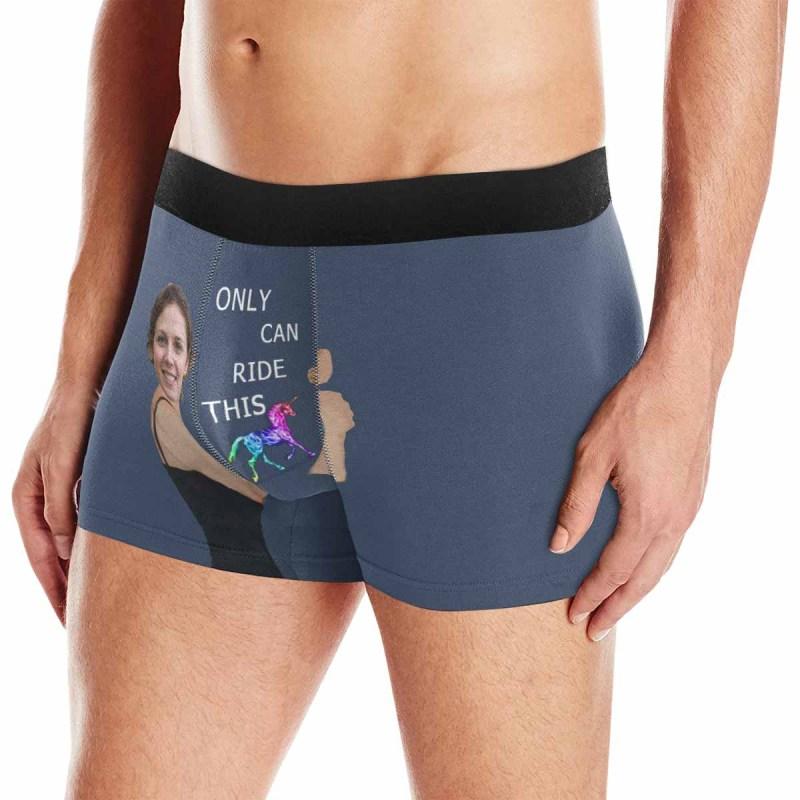 Custom Girlfriend Face Hug Ride This Men's Boxer Briefs Print Your Own Personalized Underwear for Him