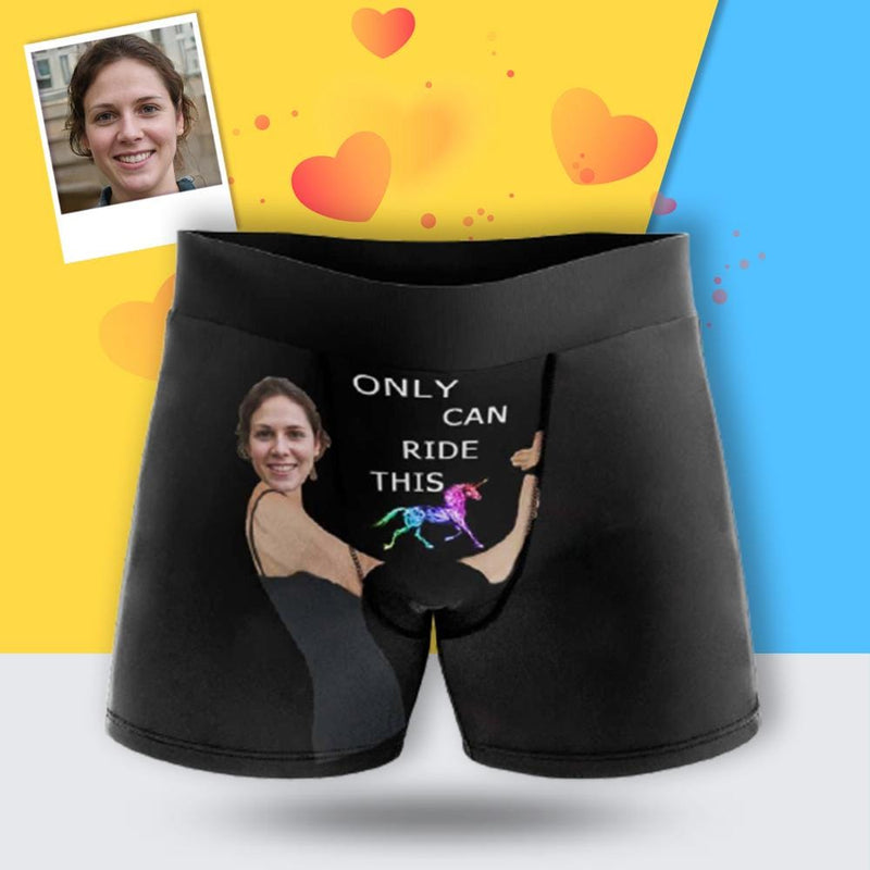 Custom Face Hug Ride This Men's Boxer Briefs Personalized Underwear