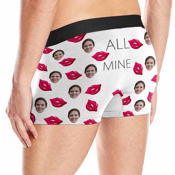 Custom Girlfriend Face Red Lip Men's All-Over Print Boxer Briefs Put Your Face on Underwear with Custom Image