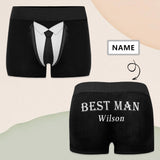 Custom Name Groomsmen Boxers Underwear Personalized Men's All-Over Print Boxer Briefs Create Wedding Underwear Funny Wedding Gifts For Groomsmen