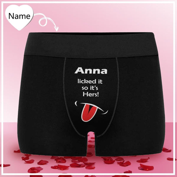 Custom Name Tongue Licked It Men's Boxer Briefs Personalized Underwear