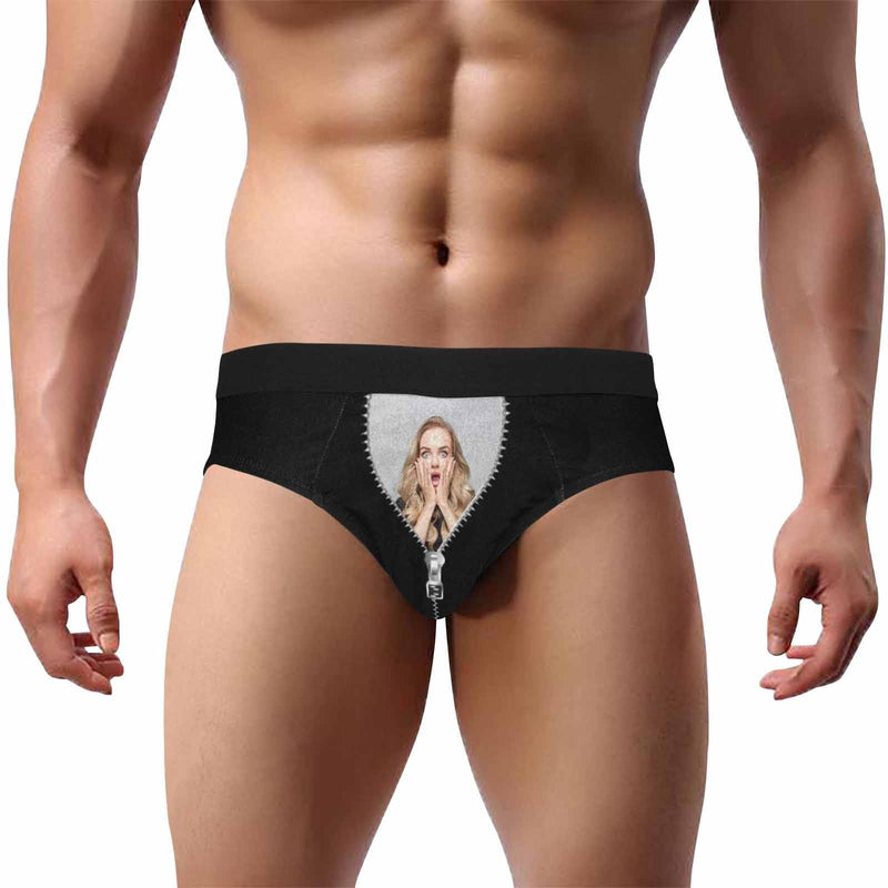 Custom Photo My Lover Men's Mid Rise Briefs Personalized Underwear with Picture for Men Funny Gifts