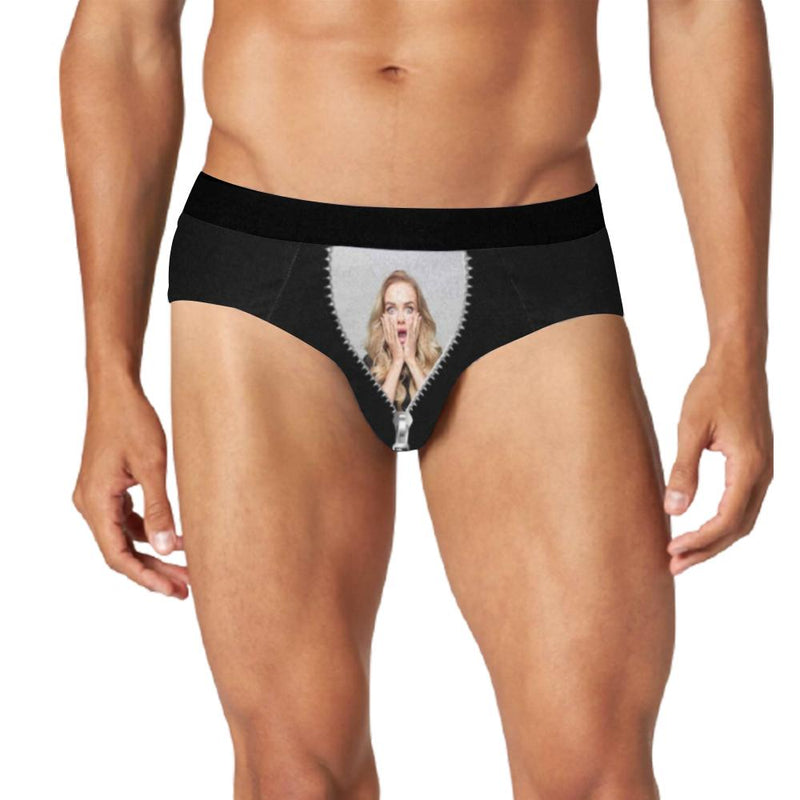 Custom Photo My Lover Men's Mid Rise Briefs Personalized Underwear with Picture for Men Funny Gifts