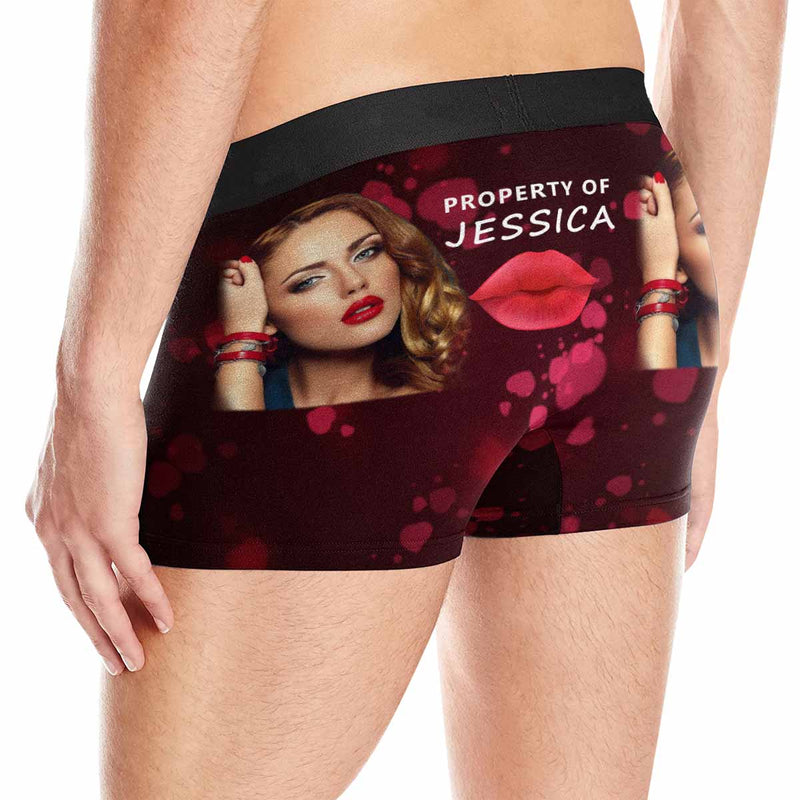 Custom Photo&Name Kiss Men's Boxer Briefs Personalized Face Underwear Unique Valentine's Day Gift