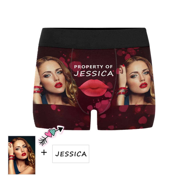 Custom Photo&Name Kiss Men's Boxer Briefs Personalized Face Underwear Unique Valentine's Day Gift