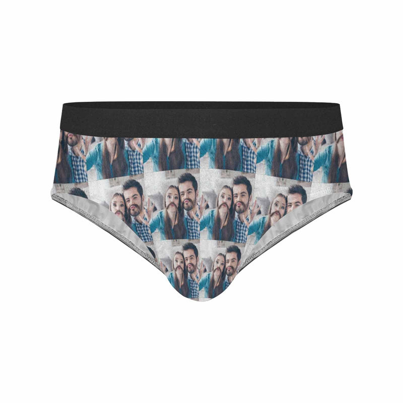 Custom Photo Warm Family Men's Mid Rise Briefs Print Your Own Personalized Underwear Gift for Him