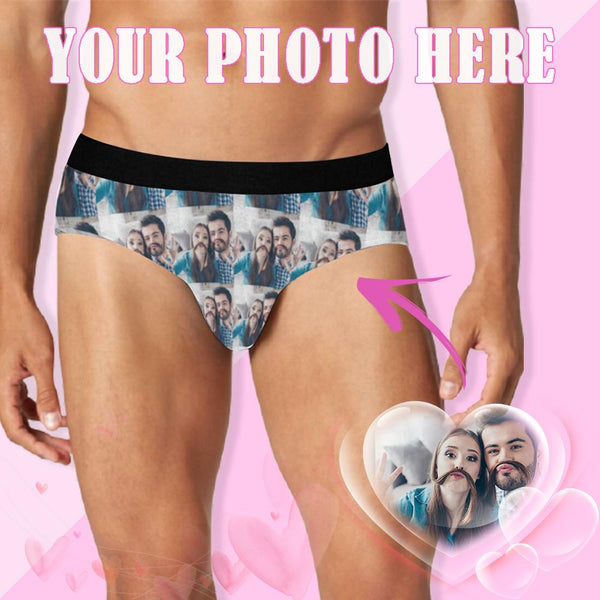 Custom Photo Warm Family Men's Mid Rise Briefs Personalized Underwear