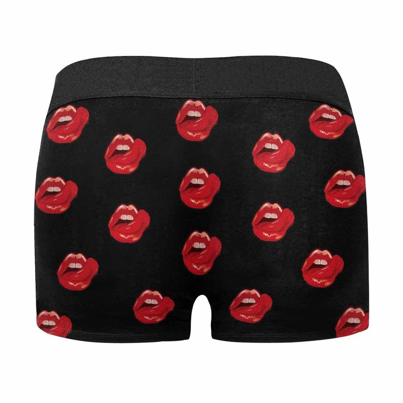 Custom Text Lick Red Lips Love Men's All-Over Print Boxer Briefs Made for You Custom Underwear For Valentine's Day Gift