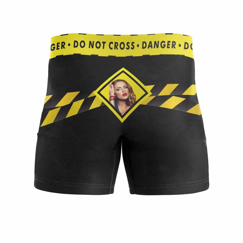 Custom Waistband Boxer Briefs Can Not Cross Personalized Photo Design Funny Underwear for Him