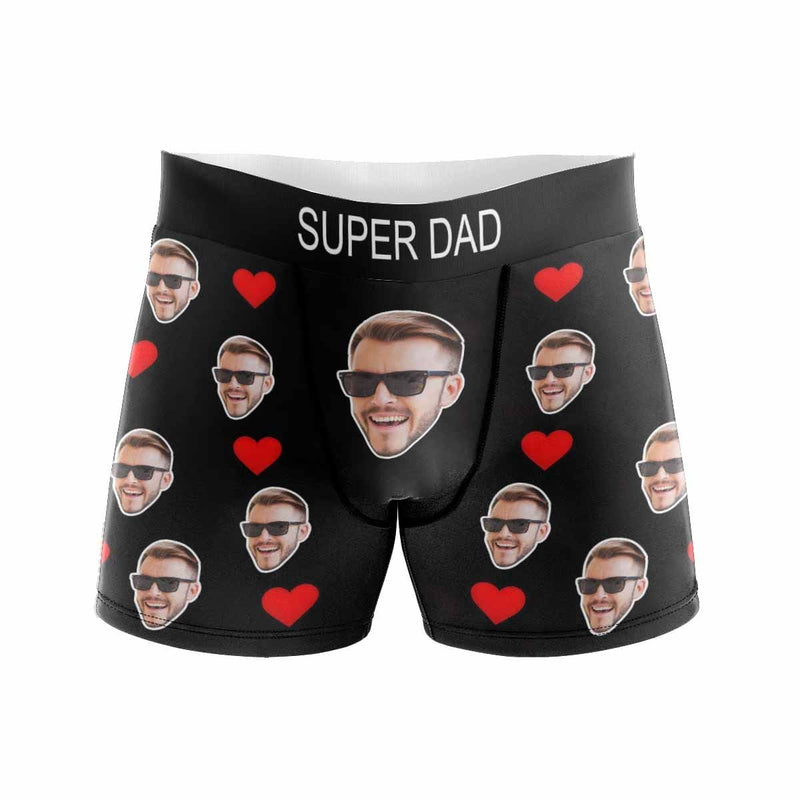 Custom Waistband Boxer Briefs My Super Dad Personalized Face&Text Design Underwear Father's Day Gift for Him