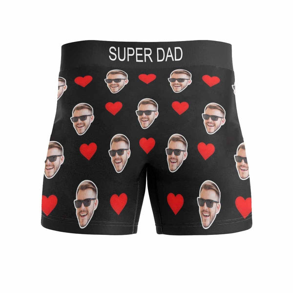 Custom Waistband Boxer Briefs My Super Dad Personalized Face&Text Design Underwear Father's Day Gift for Him