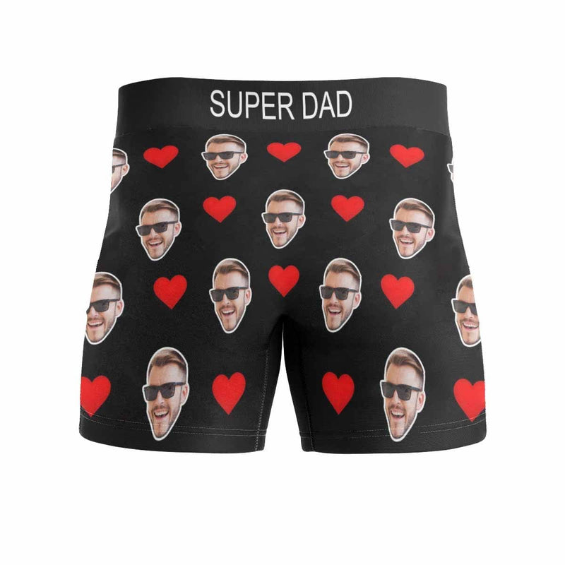 Custom Waistband Boxer Briefs My Super Dad Personalized Face&Text Design Underwear Father's Day Gift for Him