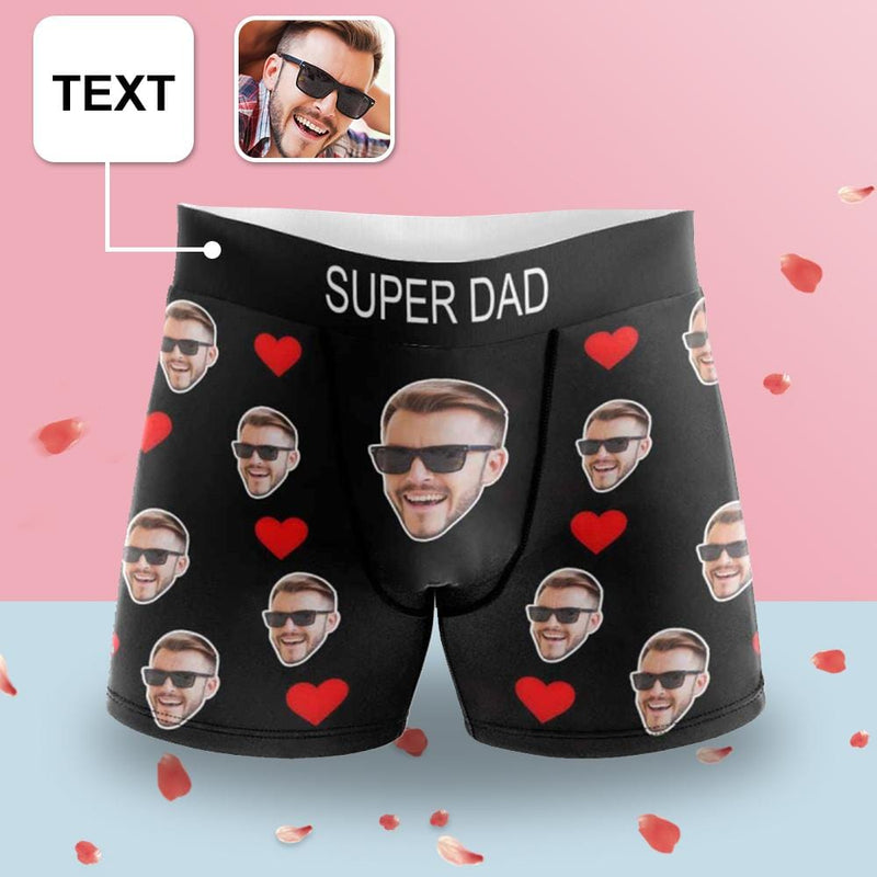 Custom Waistband Boxer Briefs Super Dad Personalized Undies Face&Text