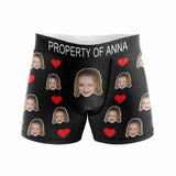 Custom Waistband Boxer Briefs Property of Personalized Face&Name Design Underwear For Valentine's Day Gift