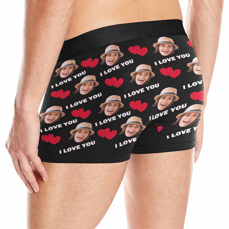 Custom Waistband Boxer Briefs Red Love Personalized Face&Name Create Your Own Underwear For Valentine's Day Gift