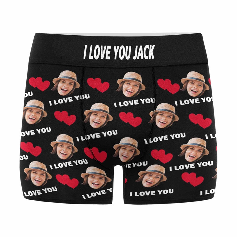 Custom Waistband Boxer Briefs Red Love Personalized Face&Name Create Your Own Underwear For Valentine's Day Gift