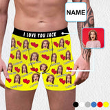 Custom Waistband Boxer Briefs Red Love Personalized Face&Name Create Your Own Underwear For Valentine's Day Gift