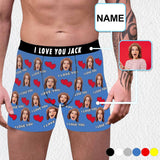 Custom Waistband Boxer Briefs Red Love Personalized Face&Name Create Your Own Underwear For Valentine's Day Gift