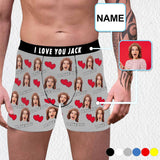 Custom Waistband Boxer Briefs Red Love Personalized Face&Name Create Your Own Underwear For Valentine's Day Gift