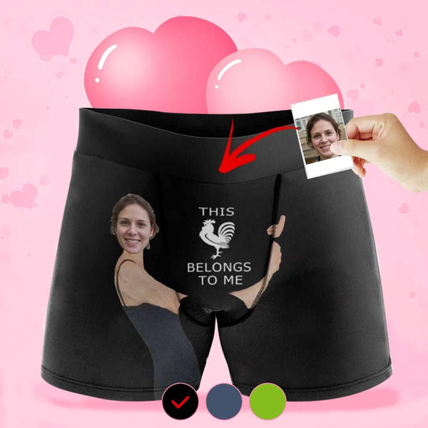 Custom Face Boxer Briefs Hug Belongs To Me Personalized Mens Underwear