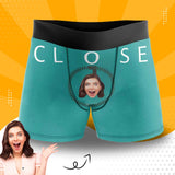 Custom Boxers Personalized Green Underwear with Face Close And Open Tomorrow Custom Men's Boxer Briefs