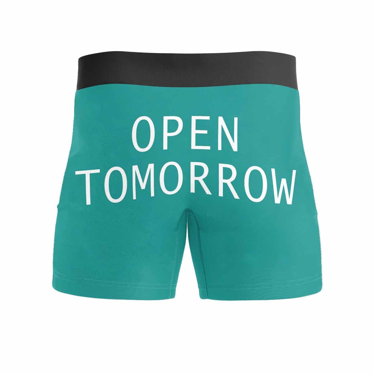 Custom Boxers Personalized Green Underwear with Face Close And Open Tomorrow Custom Men&