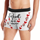 [Made In USA] Custom Men's Boxer Briefs with Girlfriend Face I Licked It Red Love Personalized Boxers Underwear For Valentine's Day Gift