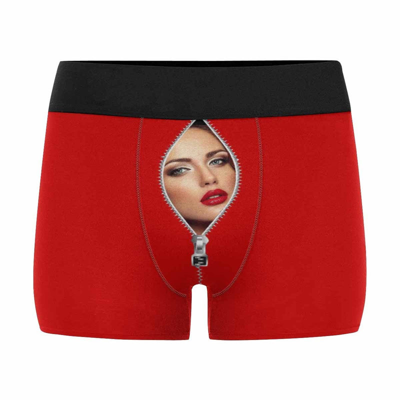 [Made In USA] Custom Men's Boxer Briefs with Girlfriend Zip Face Personalized Mens Underwear Valentines Gift for Him