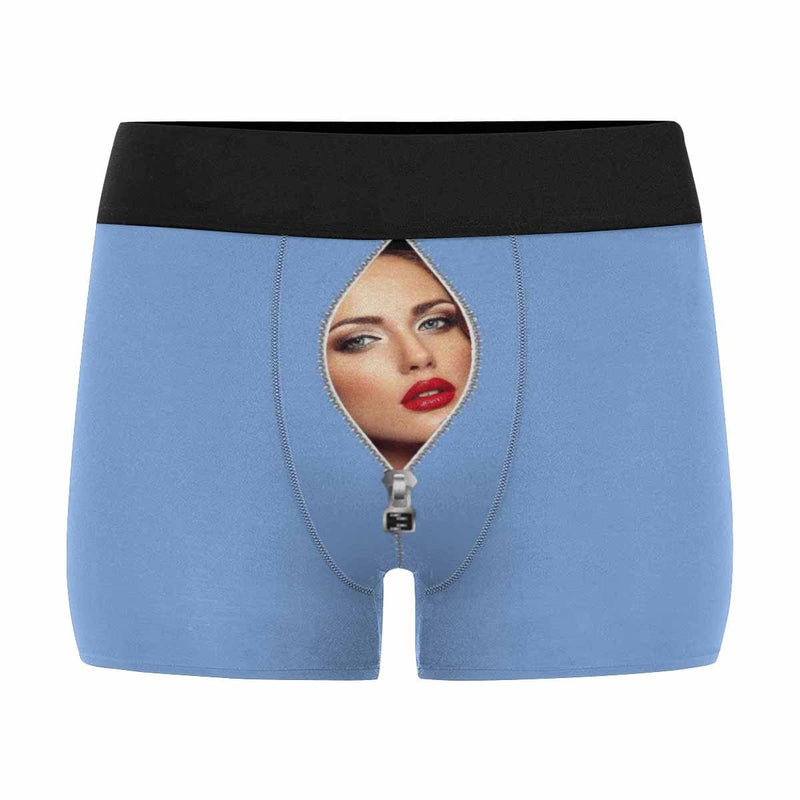 [Made In USA] Custom Men's Boxer Briefs with Girlfriend Zip Face Personalized Mens Underwear Valentines Gift for Him