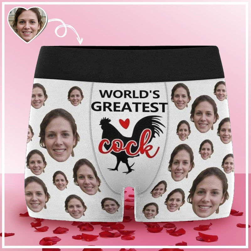 Custom Men's Boxer Briefs World's Greatest Cock Underwear with Face