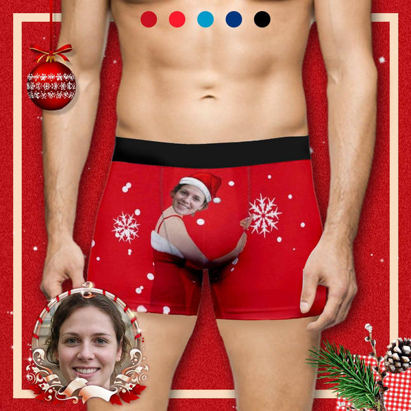 Custom Face Snowflake Men's Underwear Personalized Boxer Design Gift