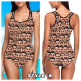 Custom Boyfriend Face Funny Smash Swimsuit Personalized Women's One Piece Bathing Suit For Her