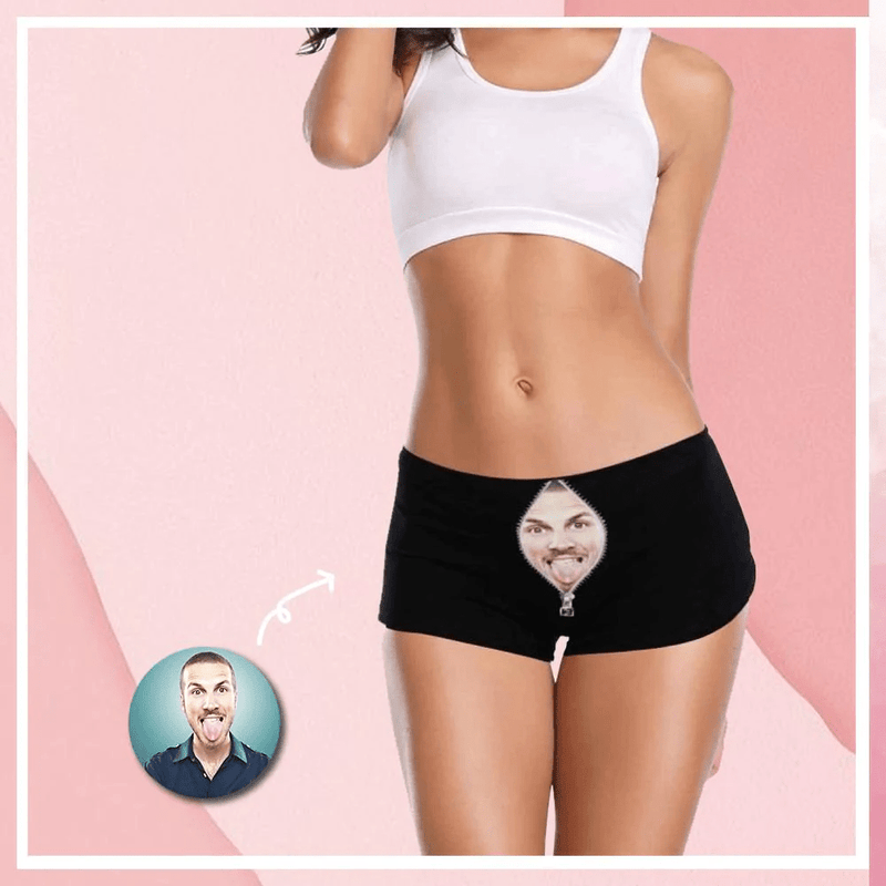 Custom Face Zipper Women's Lingerie Personalized Photo Underwear Women's Panties Classic Thongs For Valentine's Day Gift