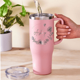 【Limit Discounts】Custom Your Name & Initial Personalized 40oz Stainless Steel Travel Mug with Handle and Straw Lid Large Capacity Car Cup