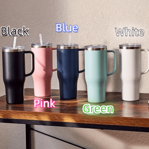 【Limit Discounts】Custom Your Name & Initial Personalized 40oz Stainless Steel Travel Mug with Handle and Straw Lid Large Capacity Car Cup