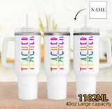 Custom Name Teacher's 40oz Stainless Steel Travel Mug with Handle and Straw Lid Large Capacity Car Cup