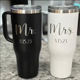 【Limit Discounts】Custom Your Name & Initial Personalized 40oz Stainless Steel Travel Mug with Handle and Straw Lid Large Capacity Car Cup