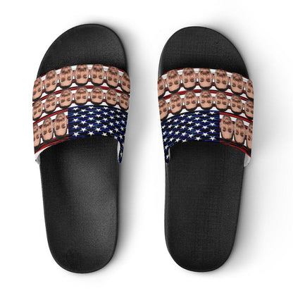 Custom Face American Flag Unisex Slide Sandals For Holiday Gifts