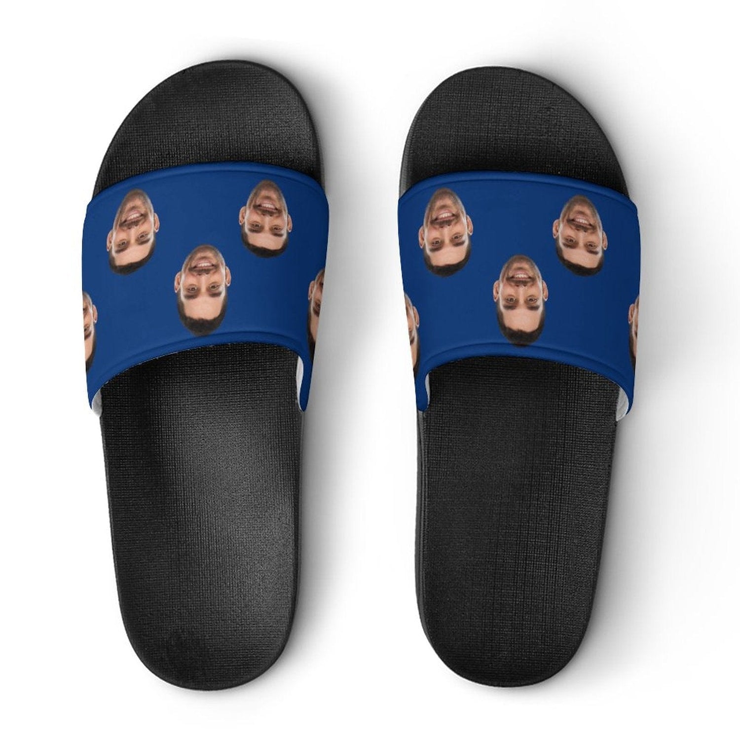 Custom Face Blue Unisex Slide Sandals For Holiday Gifts