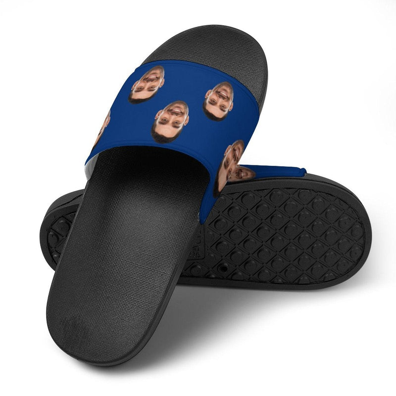 Custom Face Blue Unisex Slide Sandals For Holiday Gifts