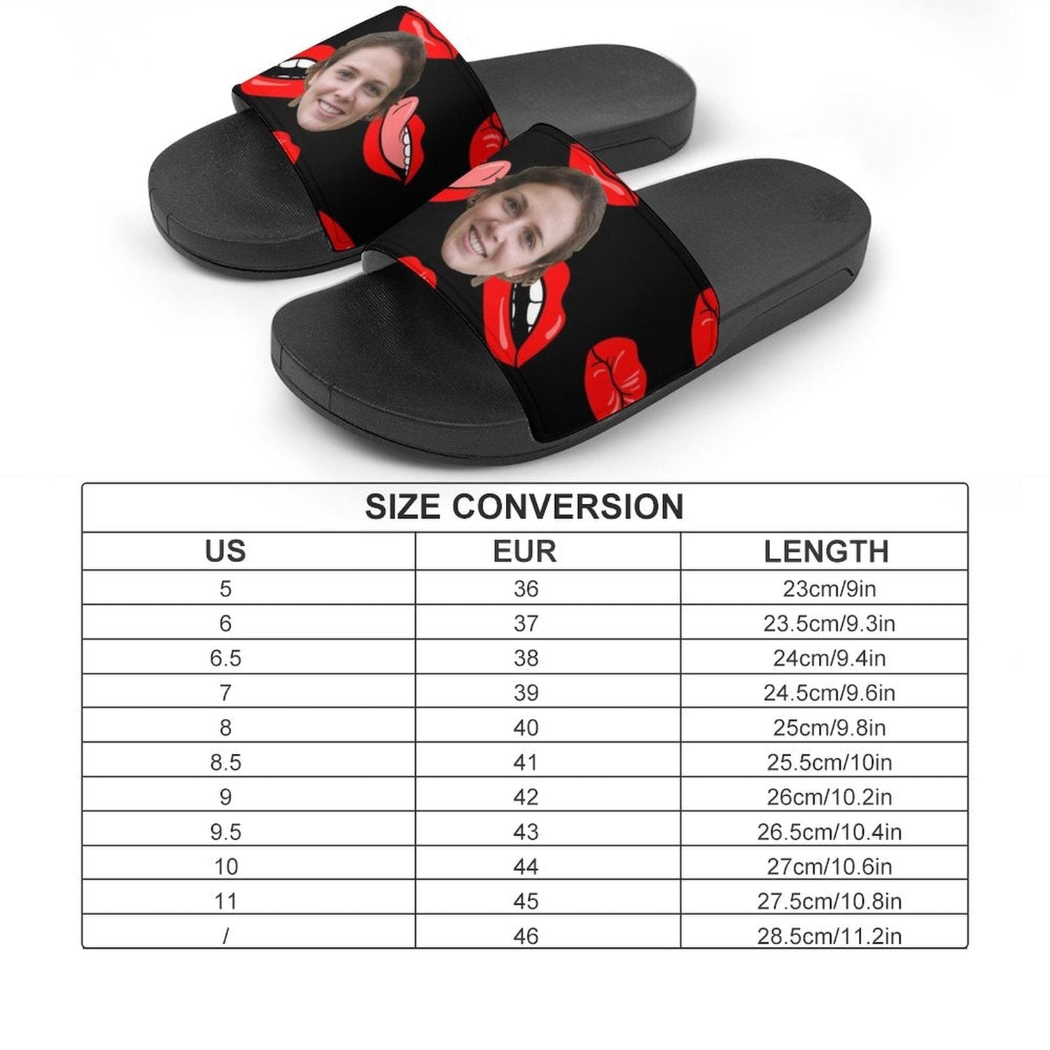 Custom Face Lips Design Unisex Slide Sandals For Holiday Gifts